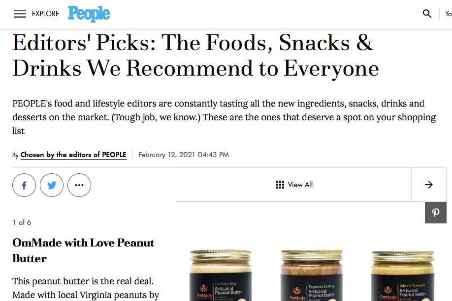People Editors' Picks: OmMade Peanut Butter